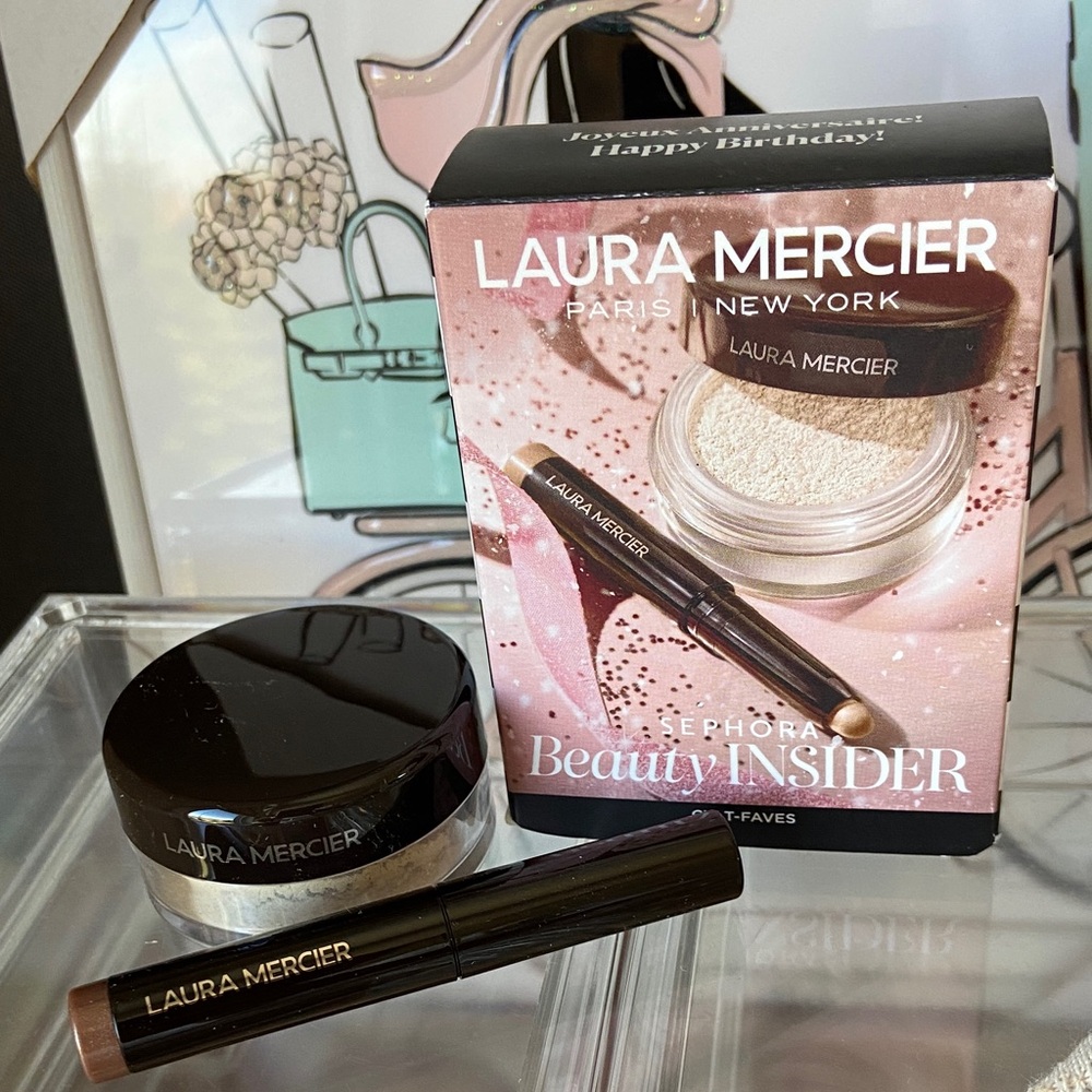 🆕 Laura Mercier Setting Powder and Eye Stick Set - Brown and Cream